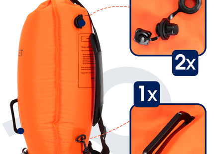Zwemboei - Voor Openwaterzwemmen - Zwemveiligheidsboei - Incl. drybag /Saferswimmer/Safe swimmer/ 35 Liter / Reddingsfluitje - Oranje