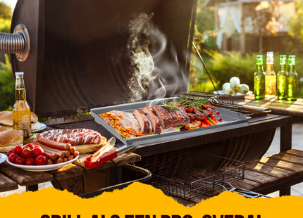 Bakplaat - Grillplaat - Plancha - Bakplaat voor BBQ Grill - BBQ -  RVS - Zilver -  48 - 42 Cm
