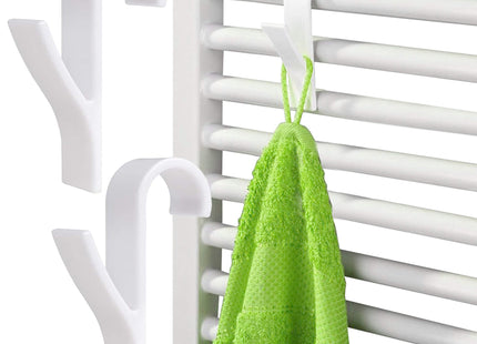 Radiator Haak - Handdoek Haak - Kleding Haak - Ophanghaak - Wit - 2 Stuks