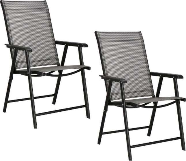 Tuinstoelen | Tuinstoelen | Verstelbare Rugleuning | Inklapbaar | Aluminium & Textileen | 2 Stuks | Zwart/Grijs