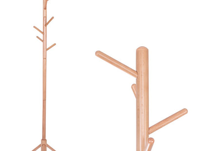 Staande Kapstok | Hout | 8 Haken | Garderobe Kapstok | Naturel | 175 cm