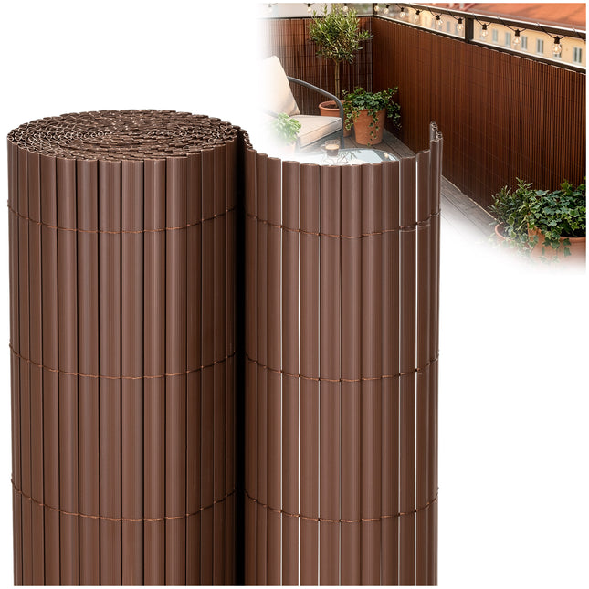 Balkonscherm - Privacyscherm - Hoge Kwaliteit - Waterbestendig - UV-bescherming - 1.6x5 m - Bruin - PVC