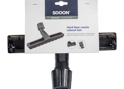 SQOON®  Parketborstel – Natuurhaar – Harde Vloeren -  Universele Aansluiting 30-37 mm – Met Rubberen Wieltjes – Geschikt voor Parket & Tegels – Extra Lang Haar voor Krasvrij Reinigen