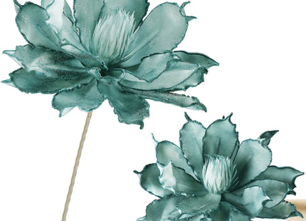 Kunstbloem - Kunstlotus - Kunststof - Turquoise- Glitters
