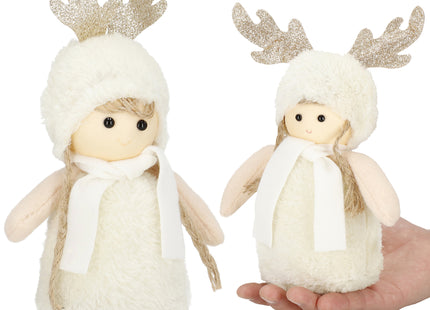 Kerstkabouter - Kerstdame - Kerstversiering - Witte Rendierkabouter - 25 cm