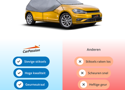 CarPassion Autohoes - Half Cover - Beschermhoes - Waterdicht &amp; Vorstbestendig - Maat M/L - Grijs - 295 x 75 cm