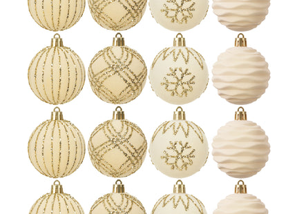 Kerstballen | 16 Stuks | 6 cm | Goud/Wit | 4 Patronen