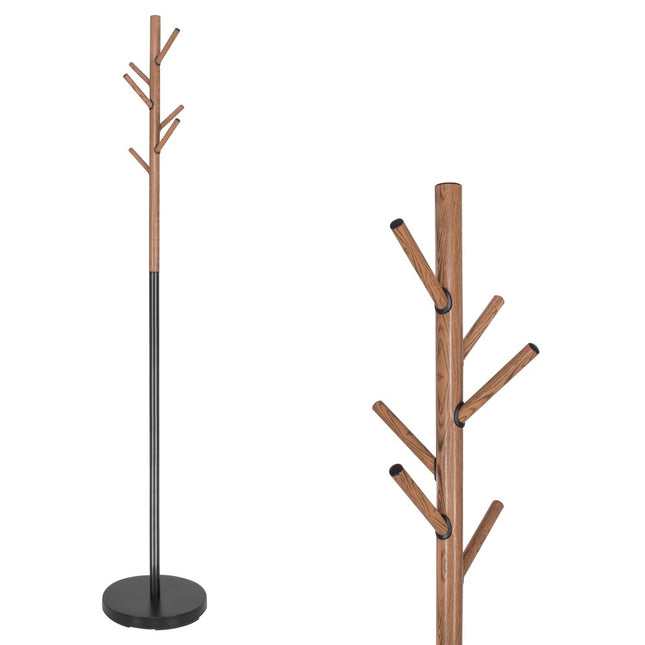 Kapstok Staand | Kapstok | 6 Haken | 180 cm | Metaal | Zwart/Bruin