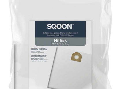 SQOON® Stofzuigerzakken Geschikt voor Nilfisk Attix 30 / 40 / 50 series - Vervangende stofzuigerzakken - 5 Stuks