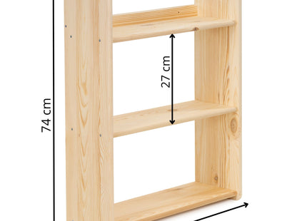 Wandplank - Boekenplank - Ophangbaar - Kruidenplank - Naturel - Grenenhout - 10 Kg - 74x60x20 cm - 2 Stuks - 3 Niveaus