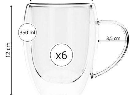 Glas Voor Koffie & Thee - Thermische Glazen -  Set Van 2 - Met Oor - Koffieglas - Thee glas - Warme en Koude dranken -350 ML