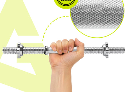 Korte Halterstang | Barbell | Chroomstaal | 48 cm | 2.4 KG | 28 MM