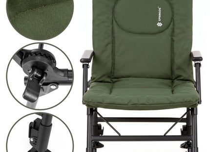 Campingstoel | Visstoel | Opvouwbaar | Groen | Staal | Polyester | 57 x 71 x 90 cm | 140 Kg