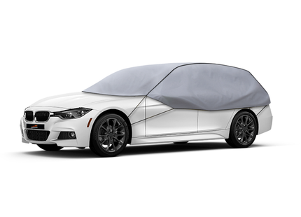CarPassion Classic Autohoes - Halfcover -  Beschermhoes - Waterdicht & Vorstbestendig - Grijs - 345 x 116 x 68 cm