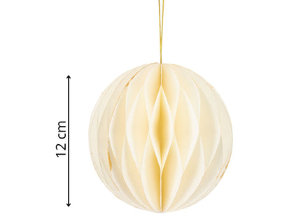 Kerstbal | Papier | 12 Cm | 3D | Wit + Goud Glitter | 6 Stuks