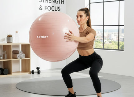 Fitnessballen - Yoga Bal - Pilates - Zwangerschap - Met Pomp - PVC - Roze - 150 Kg - 65 Cm