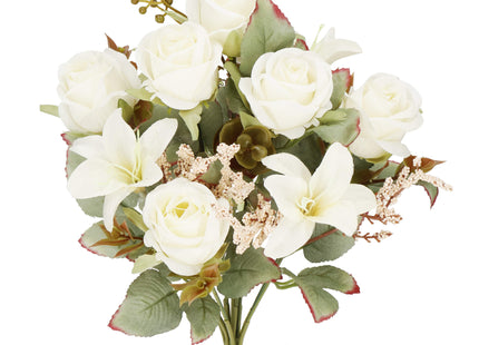 Kunstbloemen - Sierboeket - Decoratief - 9 Rozen - Decoratief - 37 cm
