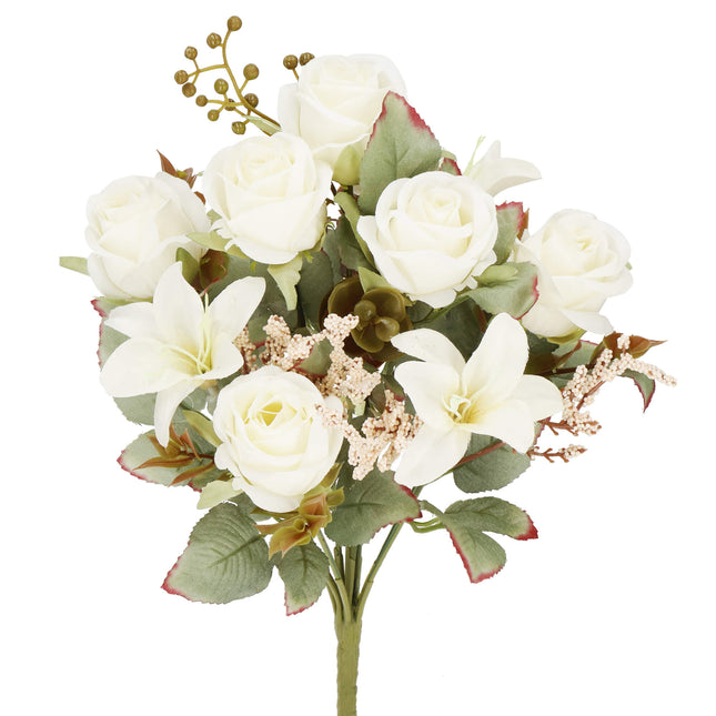 Kunstbloemen - Sierboeket - Decoratief - 9 Rozen - Decoratief - 37 cm