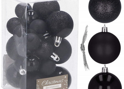 Kerstballen | 25 Stuks | 2,5 cm/4 cm | Zwart Tinten