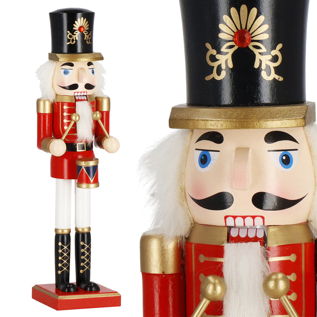 Notenkraker Kerst | 38 cm | Goud/Rood/Wit/Zwart