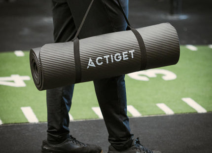 Actiget® Yogamat - Extra Dik - Inclusief Draagriem - 183 x 61 x 1,5 CM - Zwart