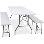 Picknick Tafel Met Bankjes - Campingtafel - Campingset - Biertafel - Horeca - Tafel - Bankjes - Opvouwbaar - Wit - 180 x 74 x74 cm