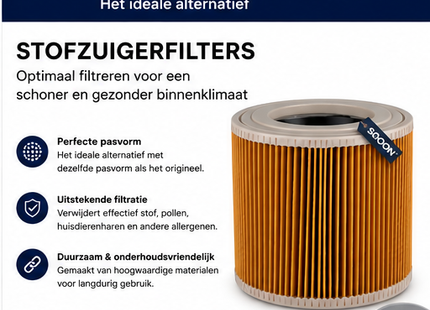 SQOON - Stofzuigerfilter - Model 6.414-552.0 - geschikt Karcher/Kärcher WD1, WD2, WD3 cilinder model
