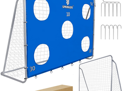 Voetbaldoel | Staal | Met Trainingsmat | Trainen | 240 x 170 | Grijs/Blauw