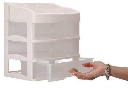 Make Up Organizer | Sieradendoos| Meerdere vakken | Lade Kast | Wit| 31x26,5x19,5 cm