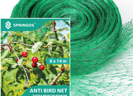 Vogelnet - Vogelgaas - Anti- Vogelnet - Ongedierte en Vogelbestrijding - 8 x 14 M - Inclusief Bevestigingsankers - 14 Stuks
