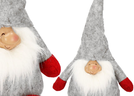 Kerstkabouter - Kerstversiering - Grijs - 38 cm