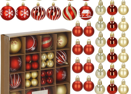 Kerstballen | 42 Stuks | 3/4/5/6 cm | Rood/Goud