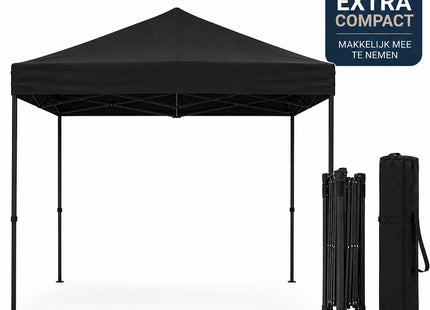 Muntel® Partytent - 300x300x285cm - Hoogte Verstelbaar - PVC - Polyester - Harmonica- Frame - Antraciet- Draagtas