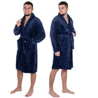 Badjas - Fleece - Marineblauw - Capuchon - Riem - Maat L/XL