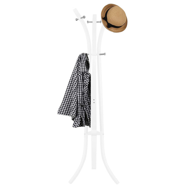 Staande Kapstok | Metaal | 9 Haken | Garderobe Kapstok | Wit | 180 cm