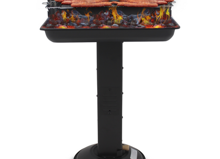 Houtskool barbecue - Zuil barbecue - BBQ - Asopvangbak - Schuifregelaar - RVS  - Zwart