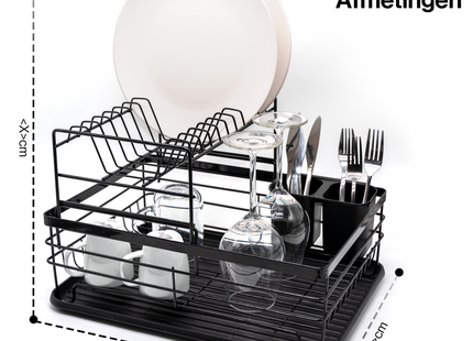 Muntel® Afdruiprek - Afwasrek - Afwassen - Lekbak - Multifunctioneel - Ruimtebesparend - Zwart