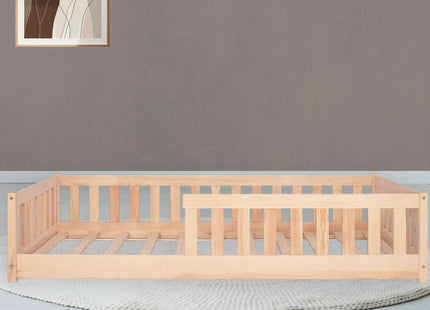 Kinderbed - Bed - Valbeveiliging - Lattenbodem - Hout - Lichtbruin - 200 x 80cm