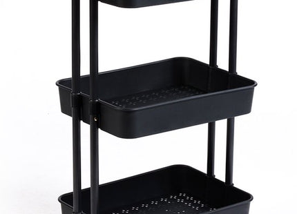 Keukentrolley | Keukentrolley Op Wieltjes | Badkamer Trolley | Opbergrek | 3 Niveaus | 87 x 42 x 32 cm | Zwart