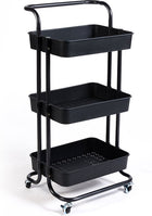 Keukentrolley | Keukentrolley Op Wieltjes | Badkamer Trolley | Opbergrek | 3 Niveaus | 87 x 42 x 32 cm | Zwart
