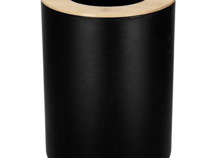 Badkamerset | Prullenbak | Zeepbakje | Toiletborstel | Zeepdispenser | Set van 6 | Zwart/Naturel