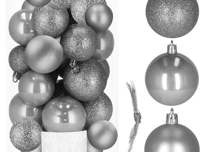 Kerstballen | 30 Stuks | 6/5/4 cm | Grijs