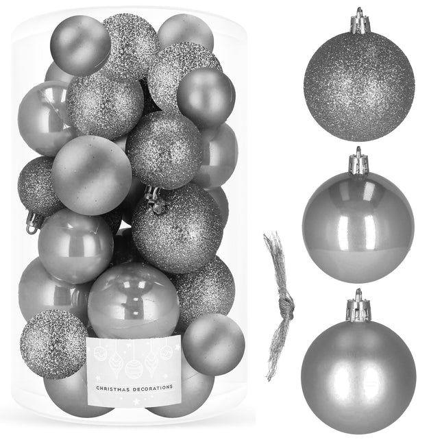Kerstballen | 30 Stuks | 6/5/4 cm | Grijs