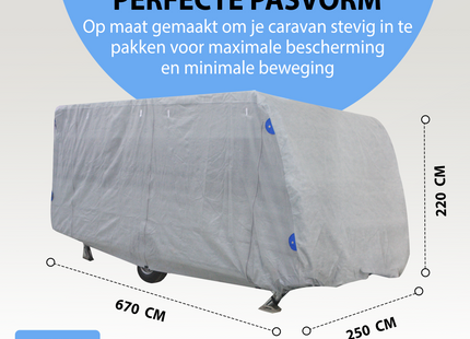 Caravanhoes - Caravan beschermhoezen - Camperhoezen - Waterdicht - UV-bestendig - Maat XL - 6,70 x 2,50 x 2,20 M - (170g/m²)