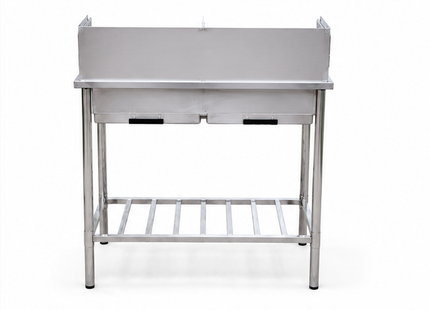 Muntel® Camping Tafel Met Gootsteen - Buitenkeuken - RVS - Hoogteverstelbaar - Met Wasbak -  100x 50,5x 87 Cm