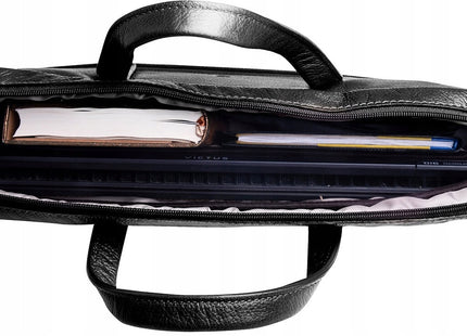 Leren Aktetas - Laptoptas - 15,6 inch - Zwart - 43 x 35 x 4,5 CM
