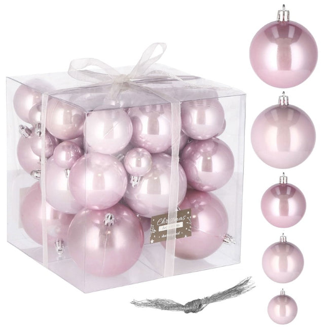 Kerstballen | 37 Stuks | 3/8 cm | Parelroze