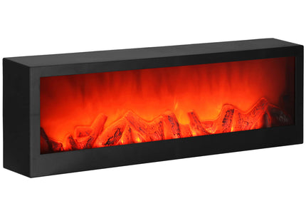 Open Haard - Kachel - Verwarming - Decoratieve Verlichting - Baterijen - USB LED - 60x10x19,5 cm - Zwart