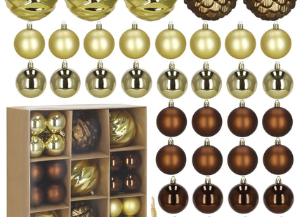 Kerstballen | 36 Stuks | 8 cm | Goudbruin