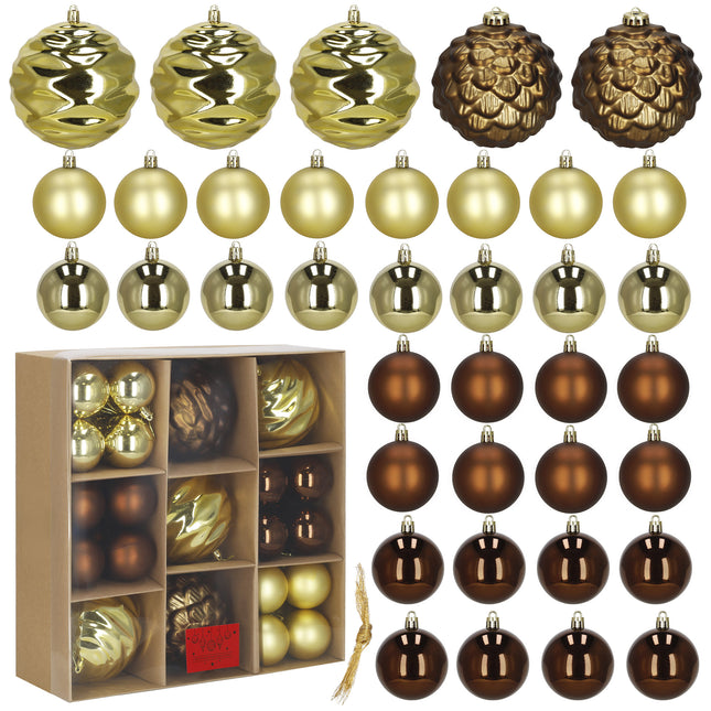 Kerstballen | 36 Stuks | 8 cm | Goudbruin